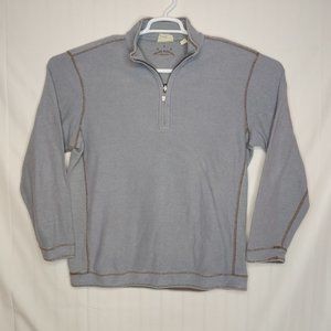 Tommy Bahama mens Large Blue Gray 1/4 Zip Reversible Pullover